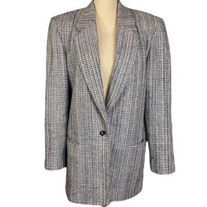 Vintage Emil Rutenberg 100% Hand Woven Silk Metallic Tweed Oversized Blazer M
